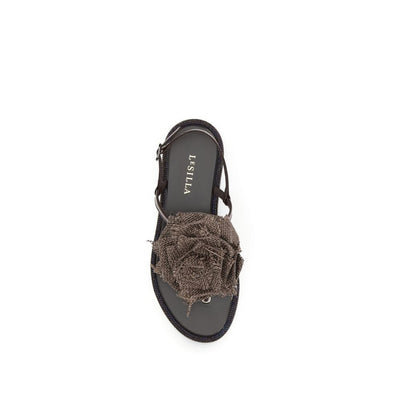 LE SILLA Brown Calf Leather Bos Taurus Flat Sandals