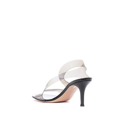 Gianvito Rossi Black Rubber Stiletto Heel Sandals