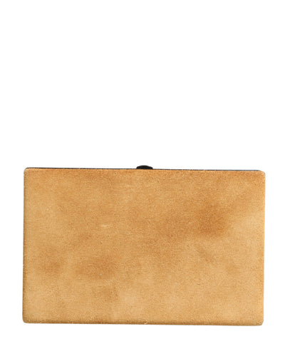Dolce & Gabbana Beige Velvet Calf Leather Clutch Evening Women Purse Bag