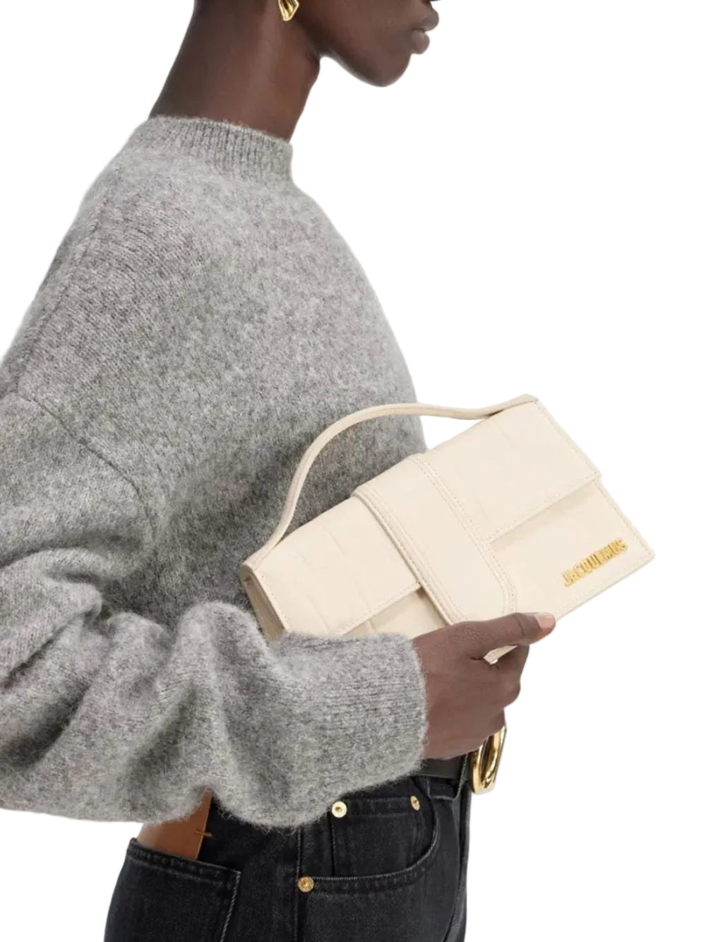 Jacquemus Ivory Cocco Le Grand Bambino Handbag