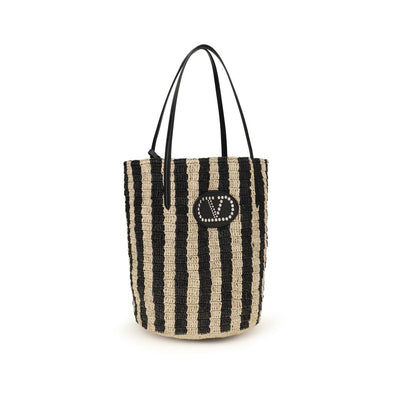Valentino Garavani Black Raffia Backet Bag