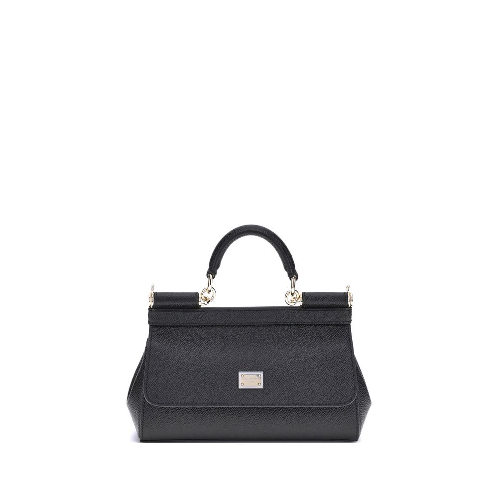 Dolce & Gabbana Black Calf Leather Bos Taurus Handbag