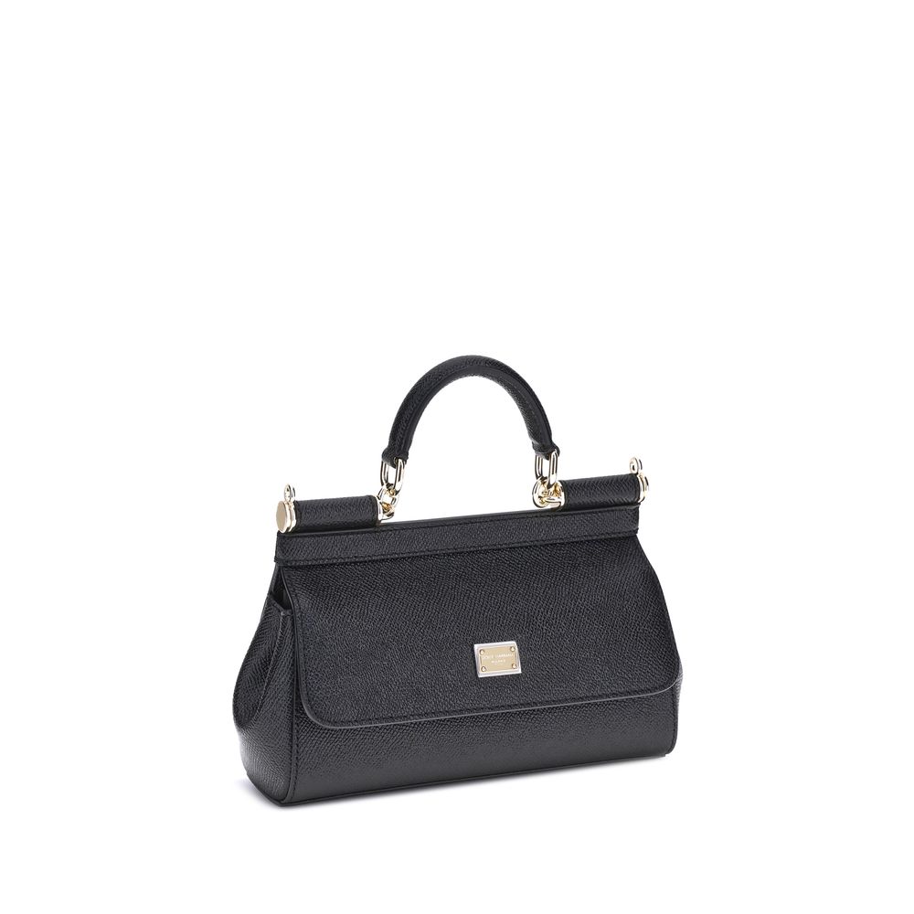 Dolce & Gabbana Black Calf Leather Bos Taurus Handbag
