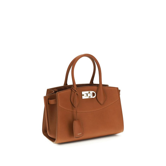 Ferragamo Brown Calf Leather Bos Taurus Handbag
