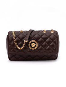 Versace Brown Quilted Leather Shoulder Strap Bag