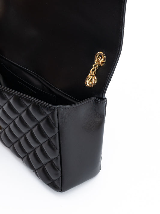 Versace Black Quilted Leather Shoulder Strap Bag