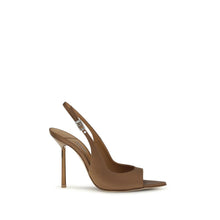 LE SILLA Brown Silk Stiletto Heel Sandals