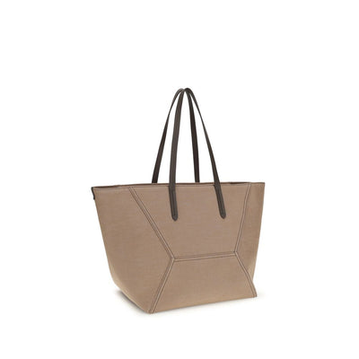 Brunello Cucinelli Beige Cotton Shoulder Bag