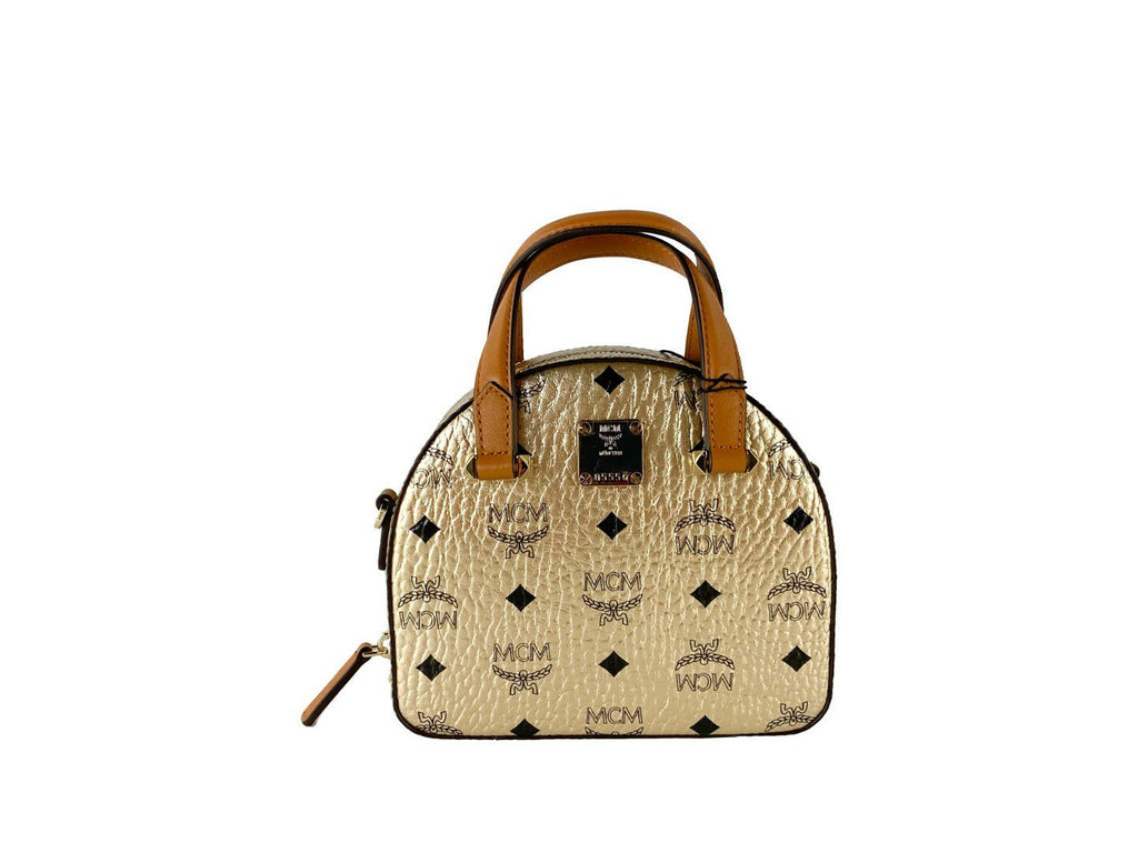 MCM Half Moon Mini Round Top Tote Crossbody Bag