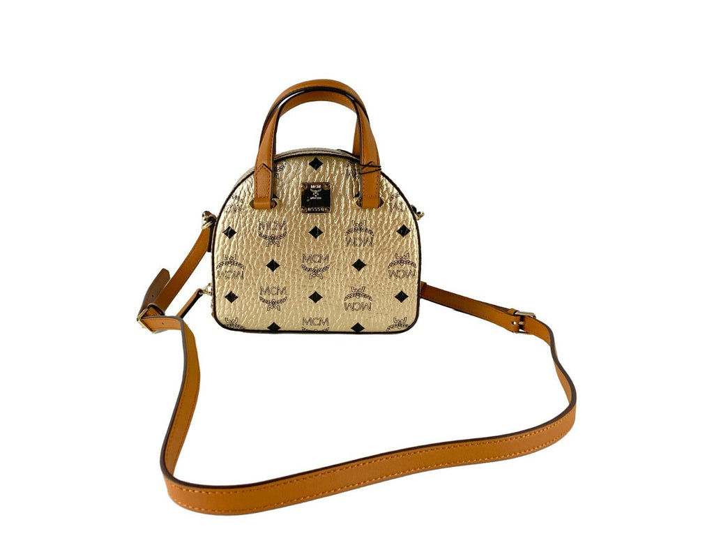 MCM Half Moon Mini Round Top Tote Crossbody Bag