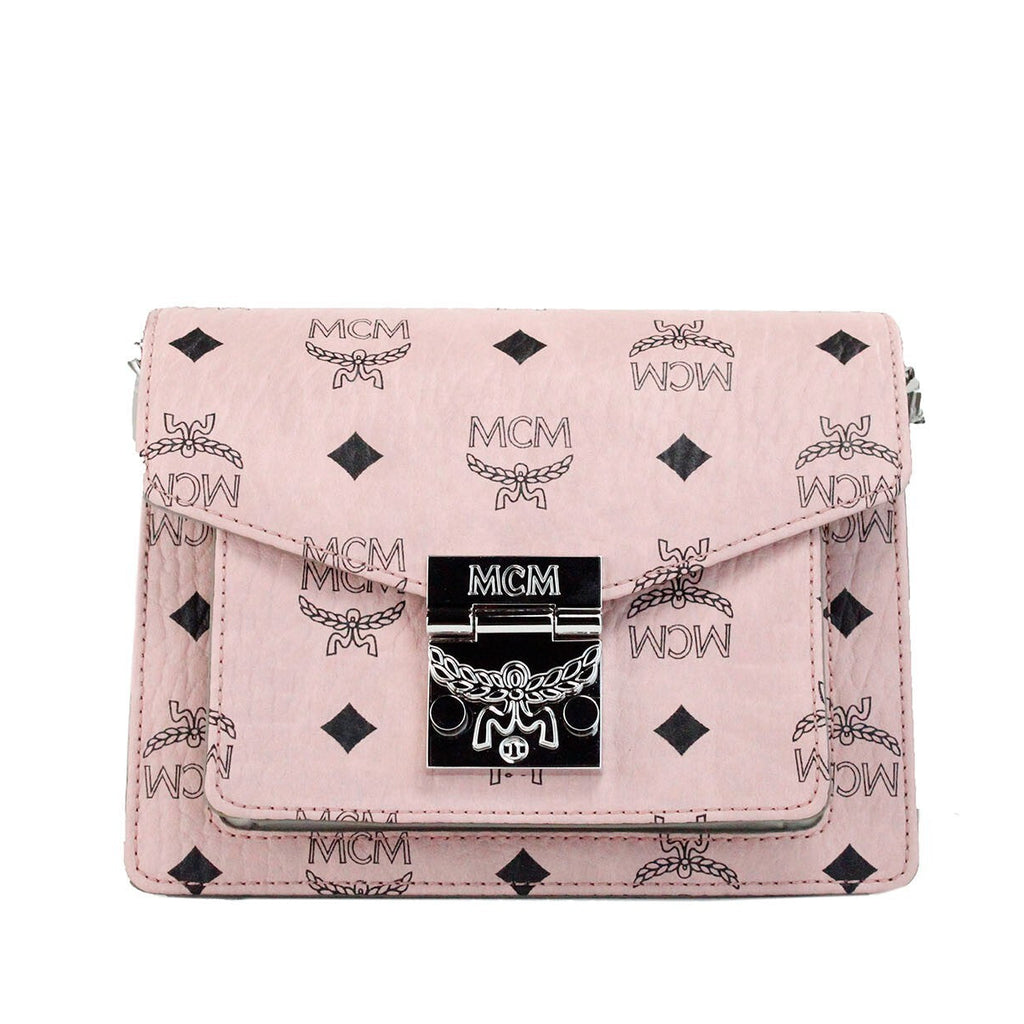 MCM Signature Patricia Leather Mini Flap Lock Crossbody Bag