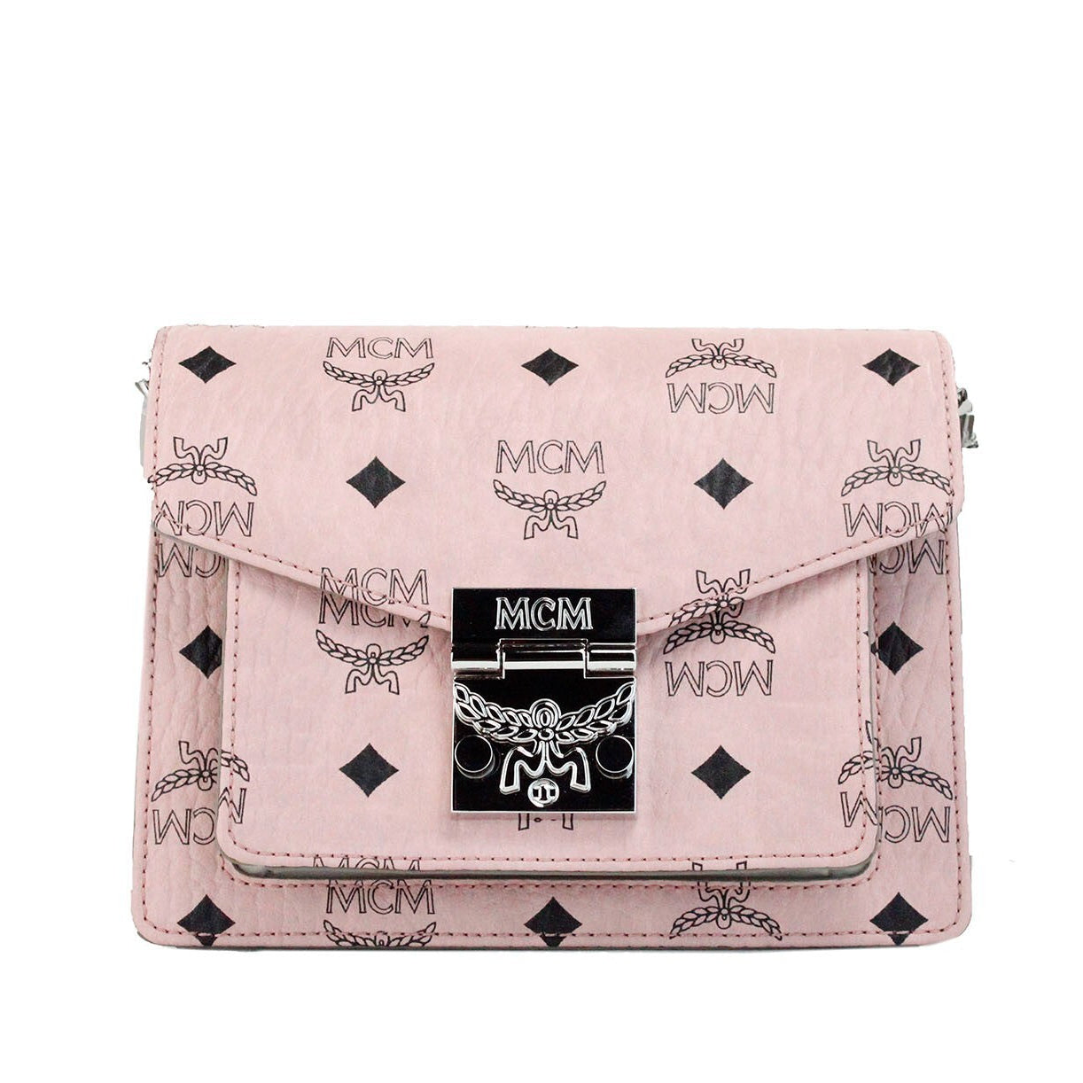 MCM Signature Patricia Leather Mini Flap Lock Crossbody Bag