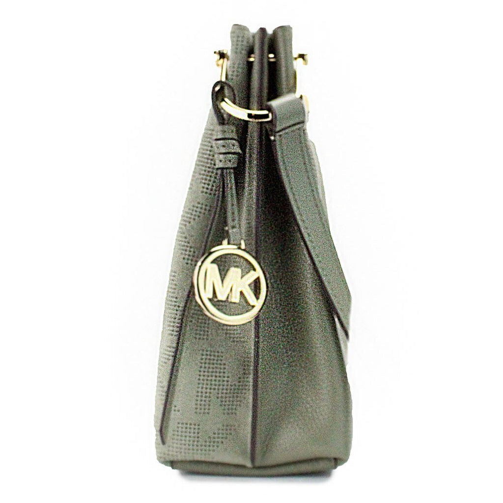 Michael Kors Joan Small Green Perforated Suede Leather Slouchy Messenger Handbag