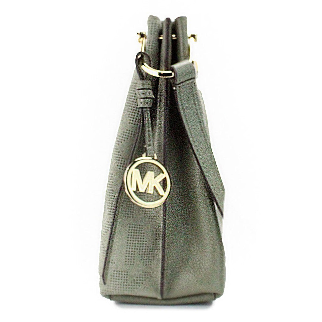 Michael Kors Joan Small Green Perforated Suede Leather Slouchy Messenger Handbag