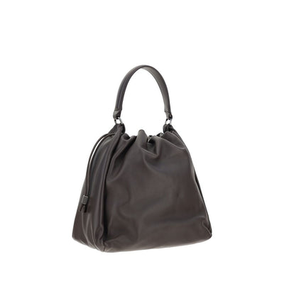 Brunello Cucinelli Brown Calf Leather Bos Taurus Shoulder Bag