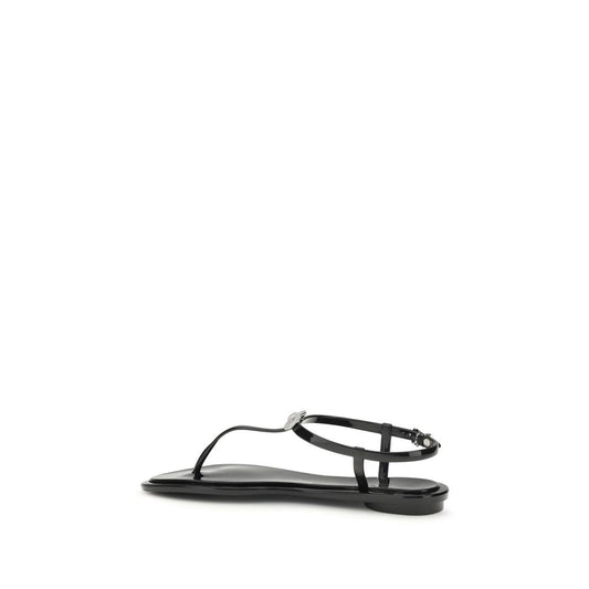MACH & MACH Black Rubber Flat Sandals