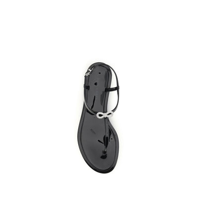 MACH & MACH Black Rubber Flat Sandals