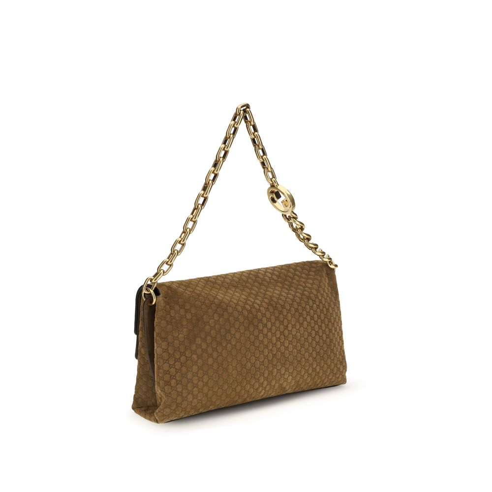 Gucci Large GG Suede Shoulder Bag