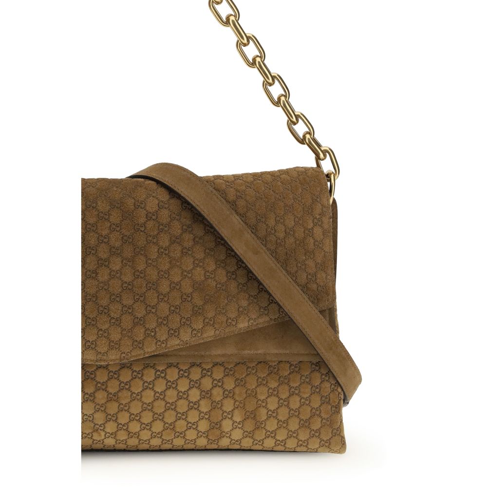 Gucci Large GG Suede Shoulder Bag