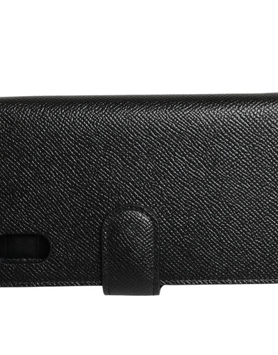 Dolce & Gabbana Case Flip Cover Black Calf Leather iPhone X - XS Phone