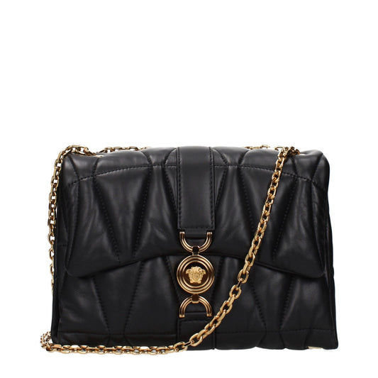 Versace Black Leather Shoulder Bag