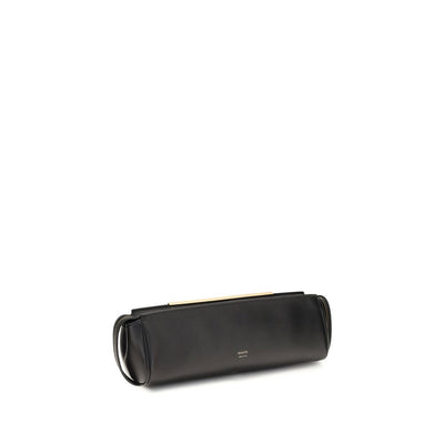 Khaite Black Calf Leather Bos Taurus Clutch Bag