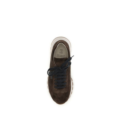 Brunello Cucinelli Brown Calf Leather Bos Taurus Athletic Sneakers