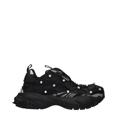 Versace Black Fabric Chunky Sneakers