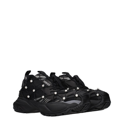 Versace Black Fabric Chunky Sneakers