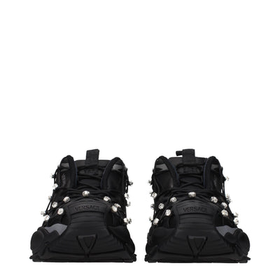 Versace Black Fabric Chunky Sneakers