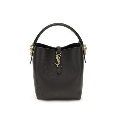 Saint Laurent Black Calf Leather Bos Taurus Backet Bag