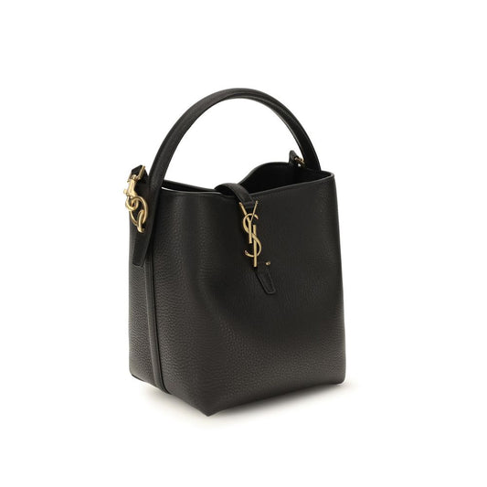 Saint Laurent Black Calf Leather Bos Taurus Backet Bag