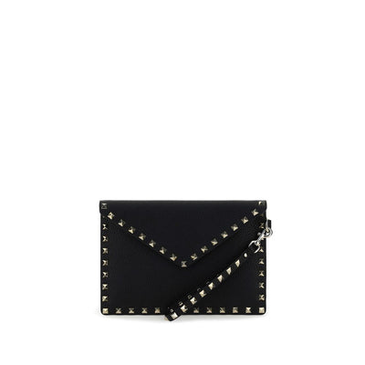 Valentino Garavani Black Calf Leather Bos Taurus Clutch Bag