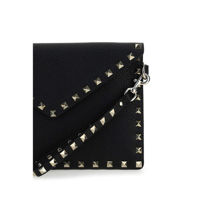 Valentino Garavani Black Calf Leather Bos Taurus Clutch Bag