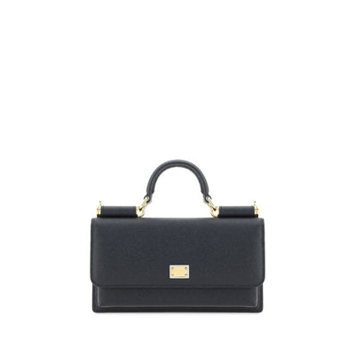 Dolce & Gabbana Black Calf Leather Bos Taurus Shoulder Bag