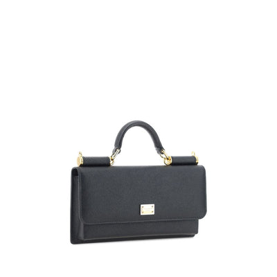 Dolce & Gabbana Black Calf Leather Bos Taurus Shoulder Bag