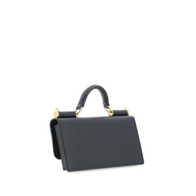 Dolce & Gabbana Black Calf Leather Bos Taurus Shoulder Bag