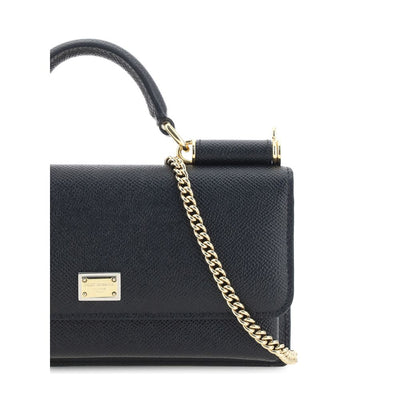 Dolce & Gabbana Black Calf Leather Bos Taurus Shoulder Bag