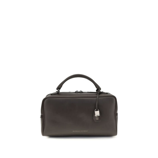 Brunello Cucinelli Brown Calf Leather Bos Taurus Shoulder Bag