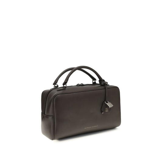 Brunello Cucinelli Brown Calf Leather Bos Taurus Shoulder Bag