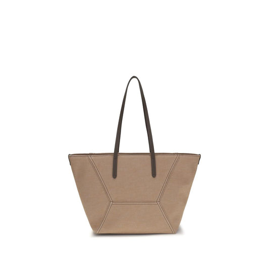 Brunello Cucinelli Beige Cotton Shoulder Bag