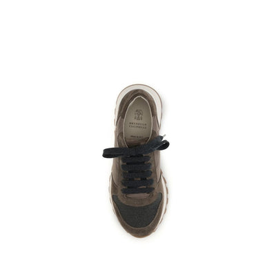 Brunello Cucinelli Brown Calf Leather Bos Taurus Athletic Sneakers