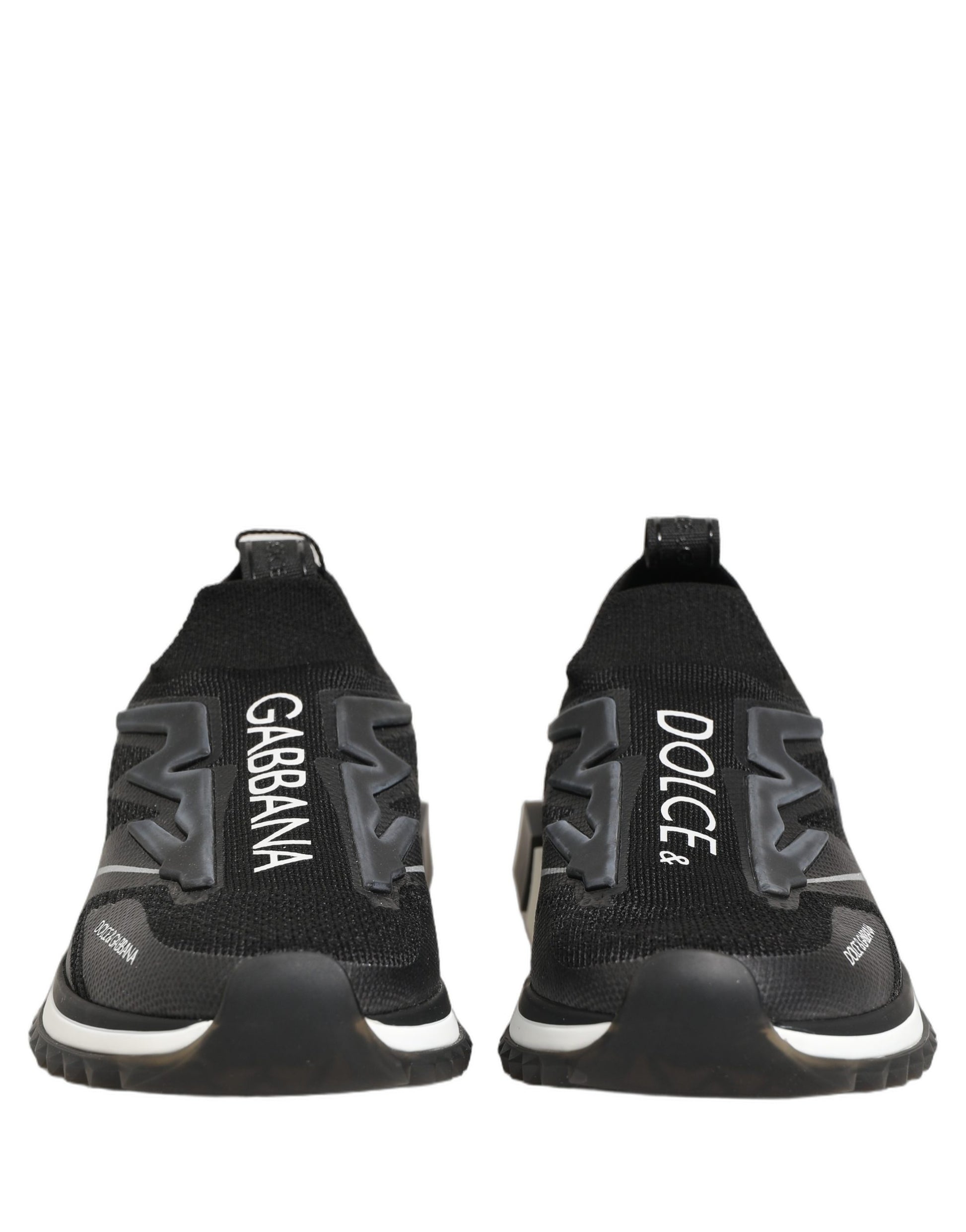 Dolce & Gabbana Black White Sorrento Slip-On Logo Sneakers Shoes