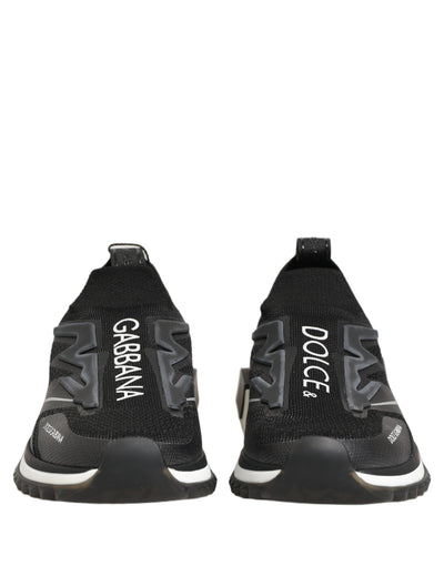 Dolce & Gabbana Black White Sorrento Slip-On Logo Sneakers Shoes