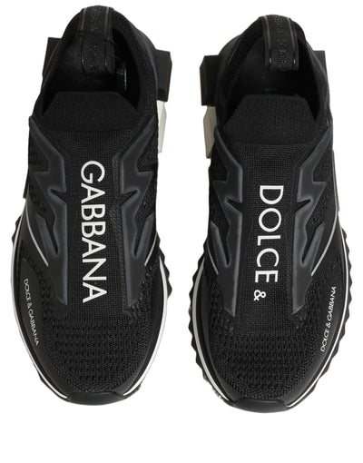 Dolce & Gabbana Black White Sorrento Slip-On Logo Sneakers Shoes