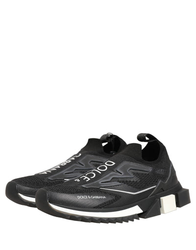 Dolce & Gabbana Black White Sorrento Slip-On Logo Sneakers Shoes