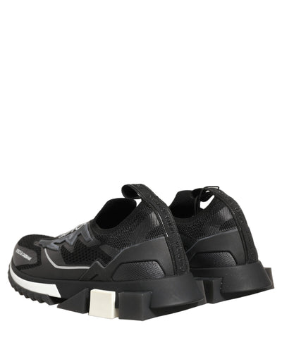 Dolce & Gabbana Black White Sorrento Slip-On Logo Sneakers Shoes