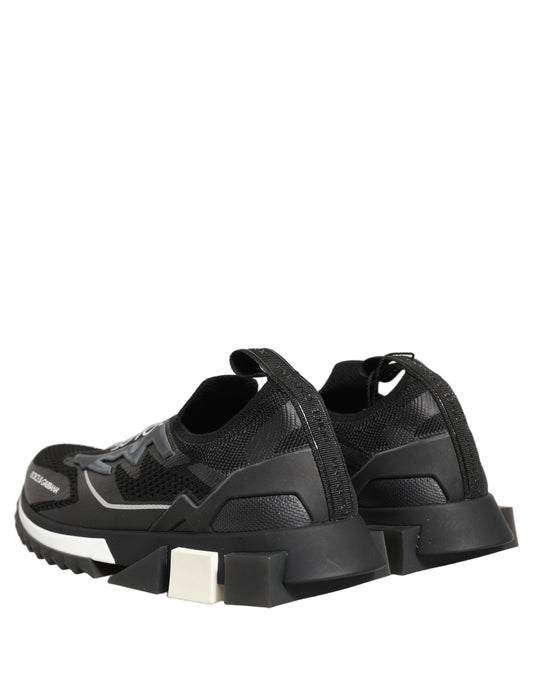 Dolce & Gabbana Black White Sorrento Slip-On Logo Sneakers Shoes