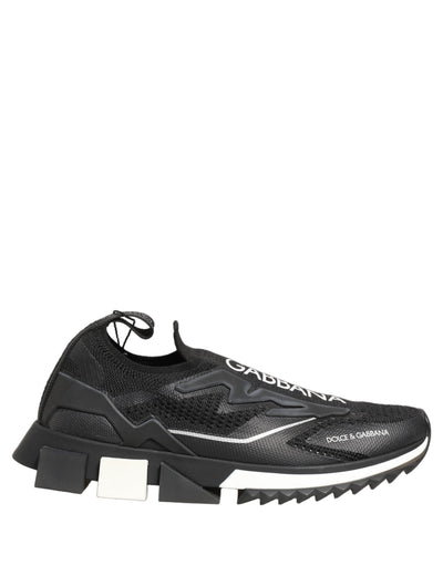 Dolce & Gabbana Black White Sorrento Slip-On Logo Sneakers Shoes