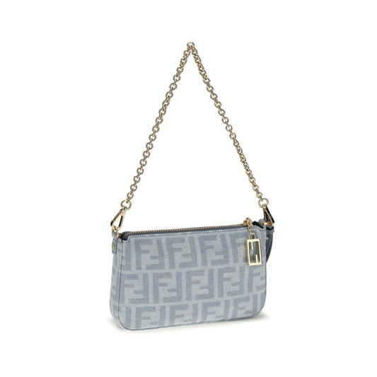 Fendi Blue Cotton Clutch Bag